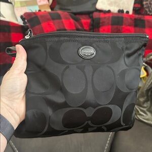 Coach Black Signature Nylon Pouch